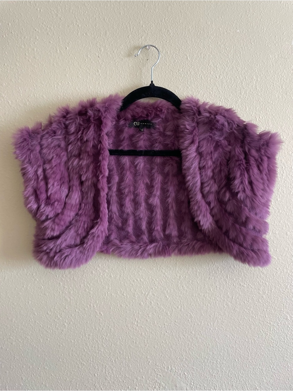 Y2K Purple rabbit Fur Shrug Jacket